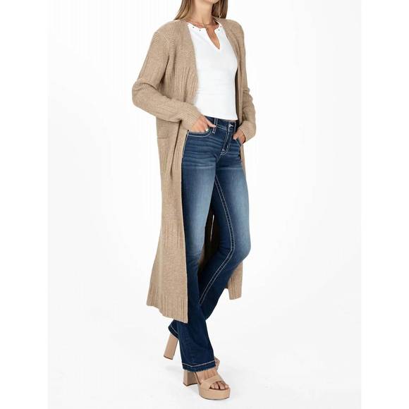 MISS ME Sweaters - NEW MISS ME speckled knit long cardigan in multi beige